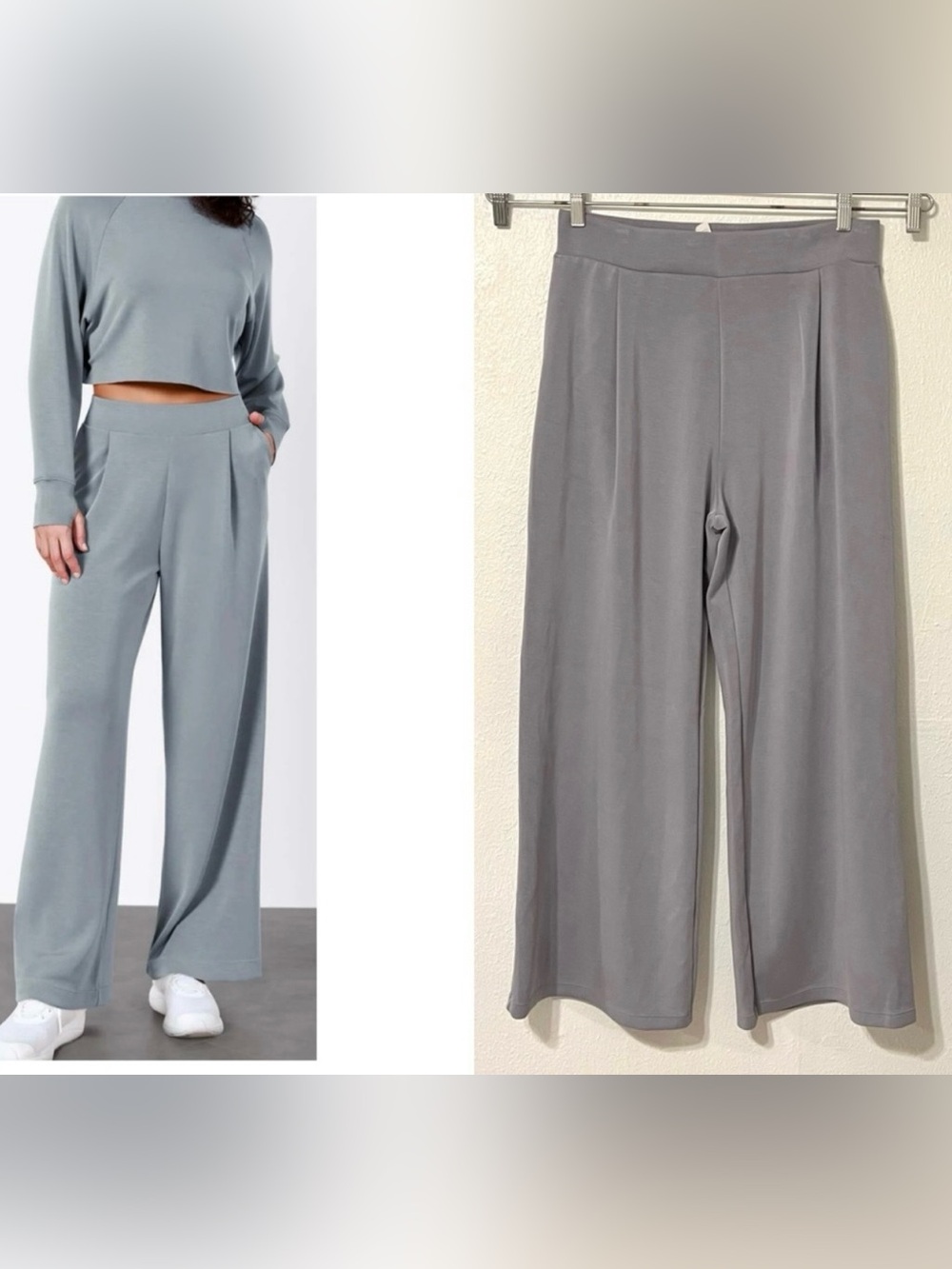 Ofodos Elegant Modal Women's Wide-Leg Pants in Gray Lounge Pants Pockets